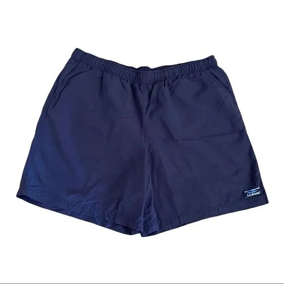 2 for $30 LLBean Elastic Waist Navy Men Swimming Trunks - Picture 1 of 8